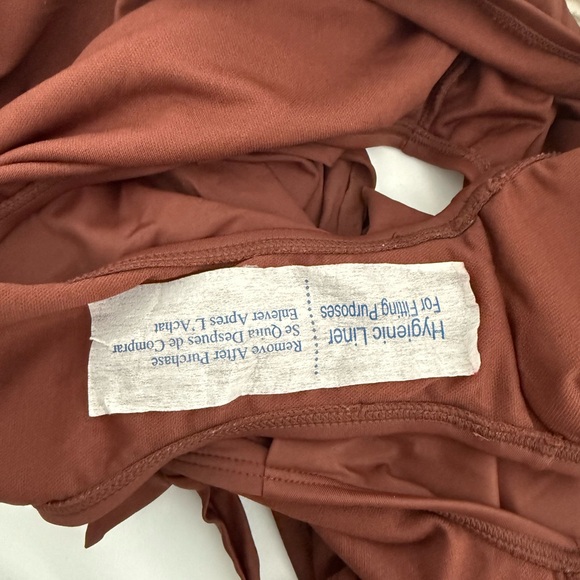 Brown Halter One-Piece Swimsuit - Picture 3 of 6